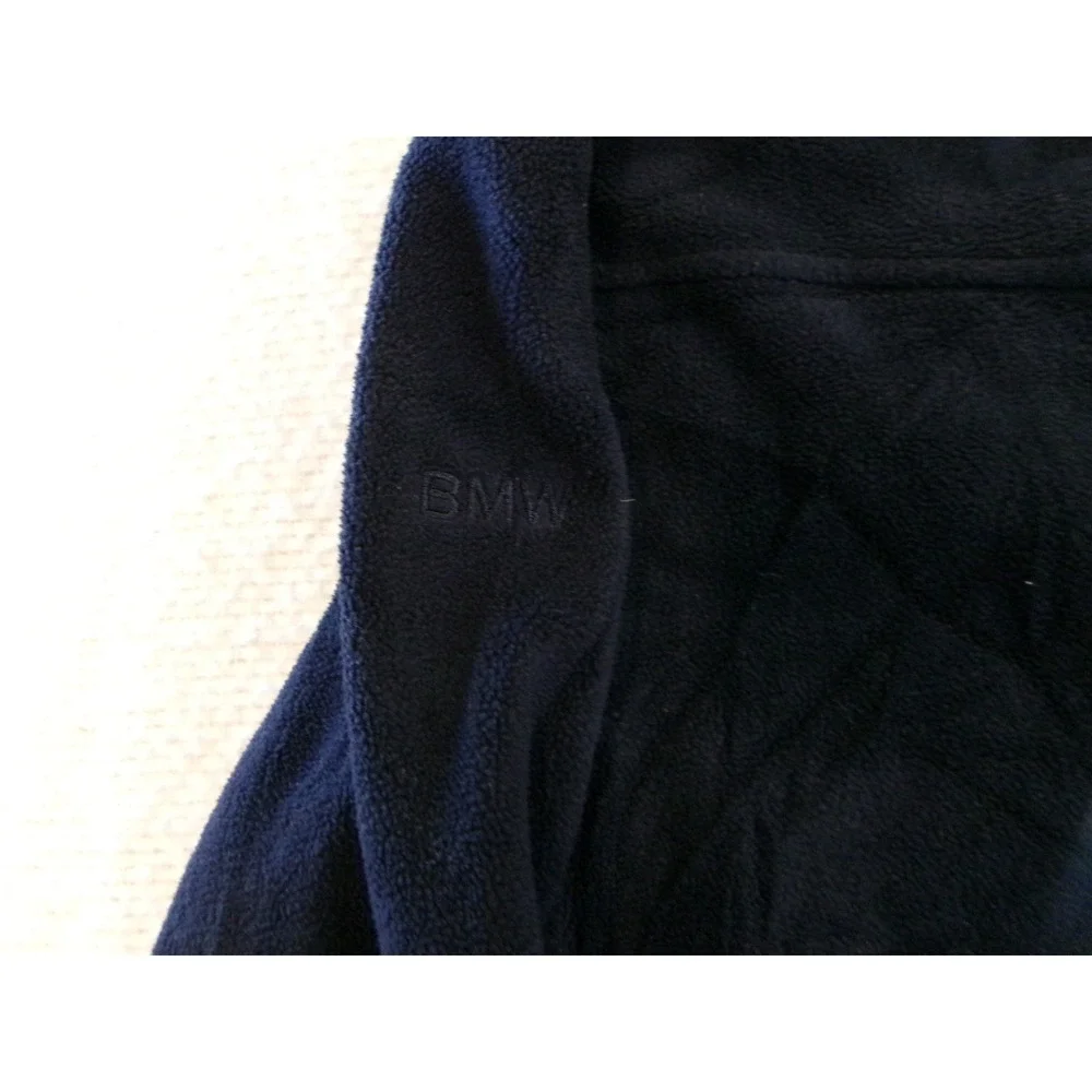 BMW Mens M Fleece‎ Jacket Navy Blue Full Zip Mock Neck Logo Trim 80142298164